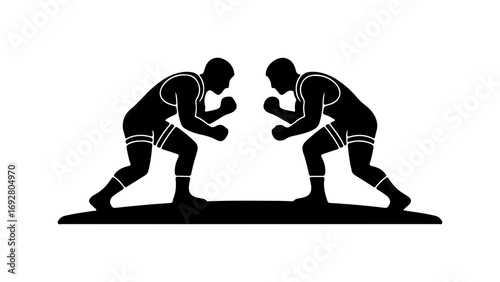 Wrestling match silhouette with transparent background