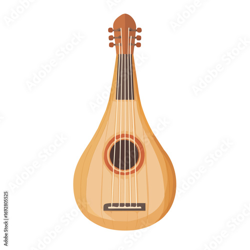 2D flat vector illustration of a Koto in icon style, isolated on white background