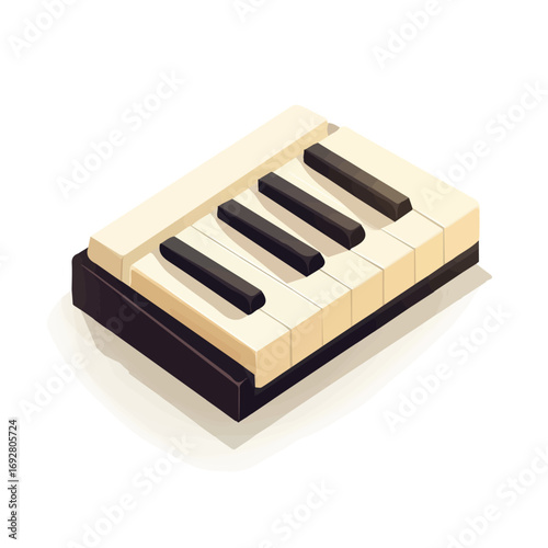 Minimal flat vector of a Piano Key Dust Cover, 2D icon-style illustration on white background