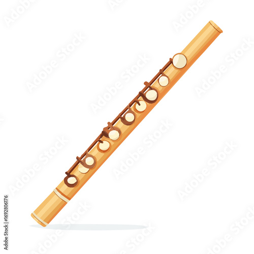 Minimal flat vector of a Piccolo Flute Headjoint, 2D icon-style illustration on white background
