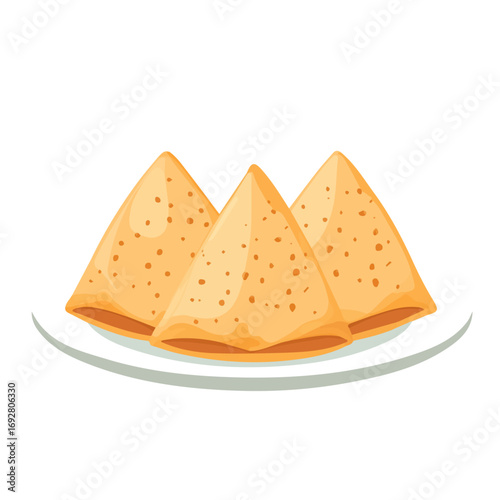 Flat 2D Qatayef illustration, vector graphic in icon style, on white background