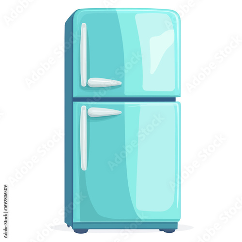 Refrigerator, flat style 2D vector image, isolated on a white background