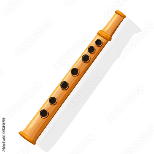 Minimal flat vector of a Recorder Flute, 2D icon-style illustration on white background