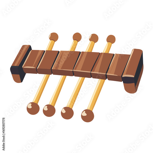 Minimal flat vector of a Marimba Mallets, 2D icon-style illustration on white background