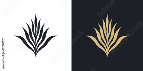 Elegant logo template, emblem design with plant elements. Luxury vector pattern