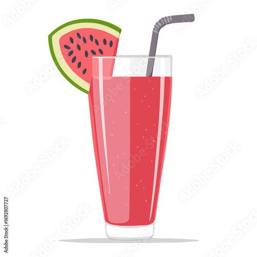 Watermelon Juice, flat style 2D vector image, isolated on a white background