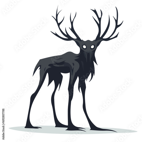 Wendigo Spirit, flat style 2D vector image, isolated on a white background