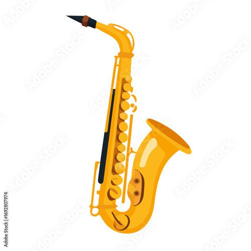 2D flat vector illustration of a Saxophone Neck Strap in icon style, isolated on white background