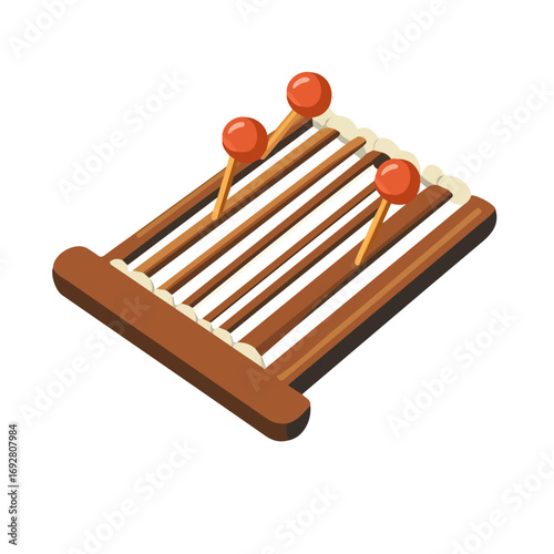 Marimba Mallets, flat style 2D vector image, isolated on a white background
