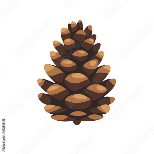 Flat 2D Pinecone Tree illustration, vector graphic in icon style, on white background