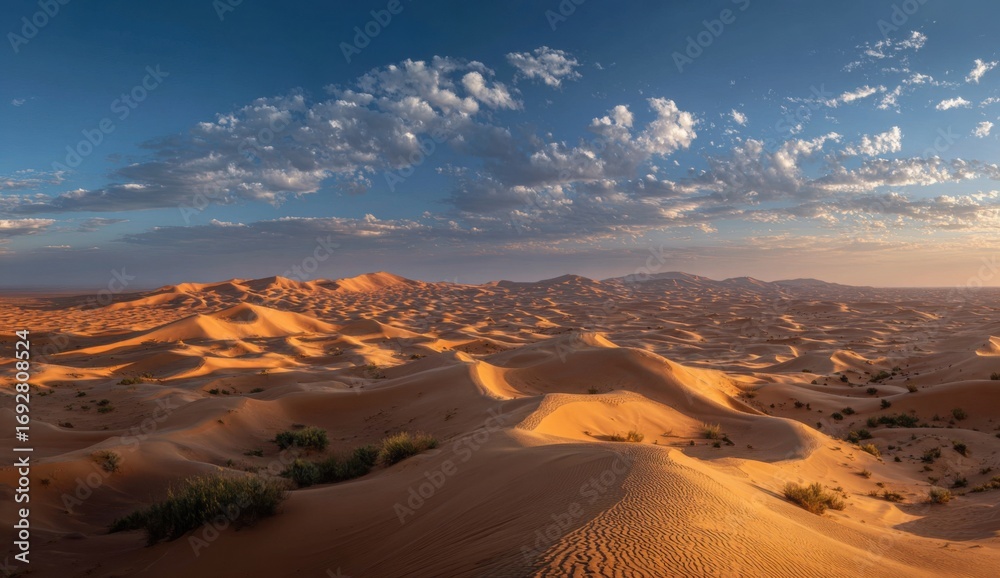 Fototapeta premium Panoramic desert landscape at sunrise