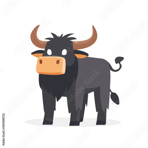 Flat 2D Minotaur illustration, vector graphic in icon style, on white background
