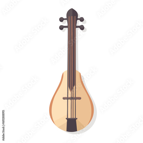 Shamisen, flat style 2D vector image, isolated on a white background