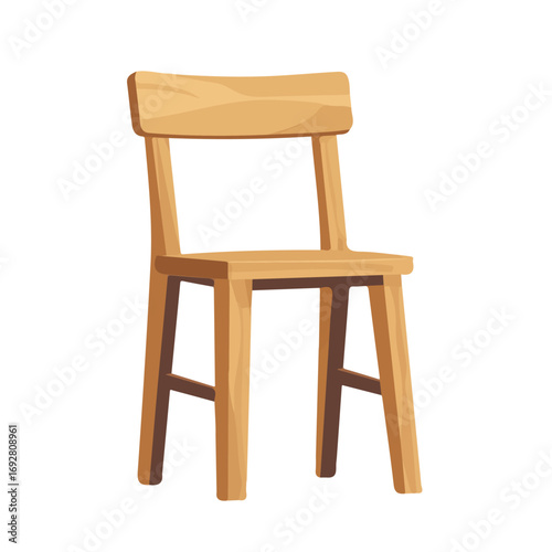 Wooden Chair, flat style 2D vector image, isolated on a white background