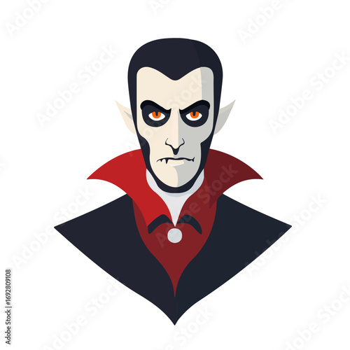 Minimal flat vector of a Vampire, 2D icon-style illustration on white background