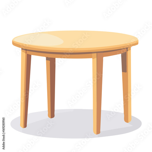 Minimal flat vector of a Round Dining Table, 2D icon-style illustration on white background