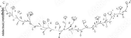 Minimalist line art border with abstract mushroom elements for design projects