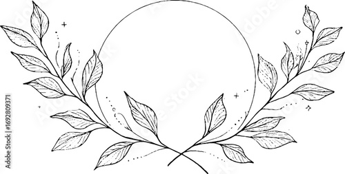 Minimalist line art design featuring arcs and semicircle for bohemian aesthetic
