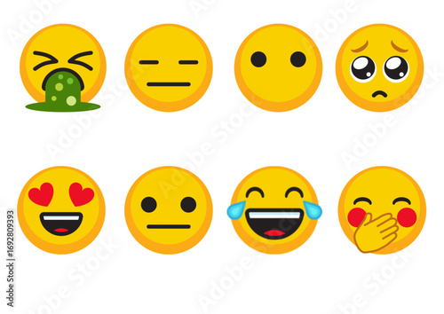 set of smileys with different emotions