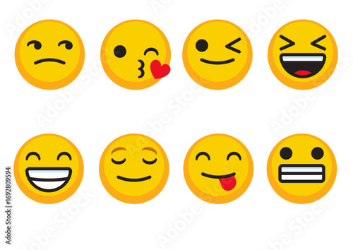 set of smileys with different emotions