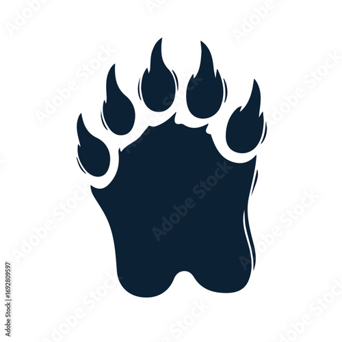 2D flat vector illustration of a Yeti Footprint in icon style, isolated on white background