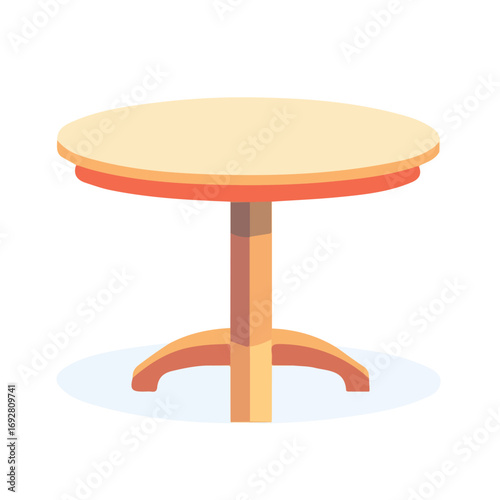 Round Dining Table, flat style 2D vector image, isolated on a white background