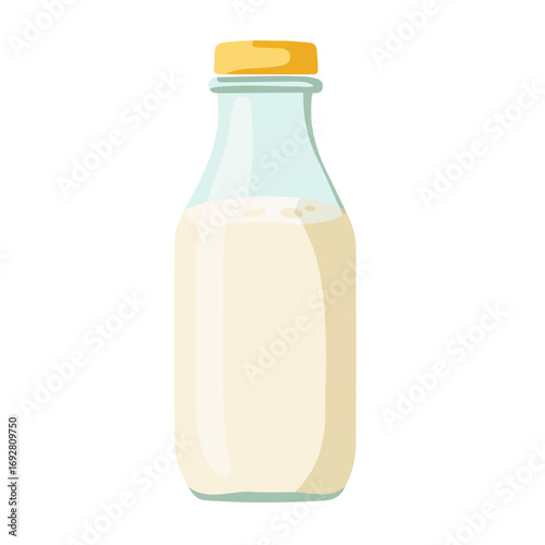 2D flat vector illustration of a Milk in icon style, isolated on white background