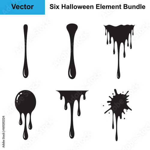 Halloween Blood Drip Silhouette Bundle Six Vector Elements