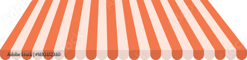 Bold orange striped canopy awning illustration, great for bakery shops, outdoor markets, cafes, and small store branding.