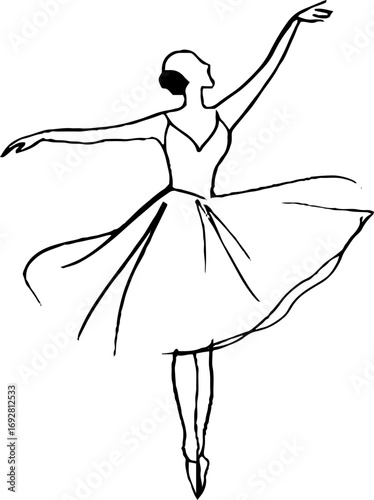 Minimalist line art of flamenco dancer in elegant pose for aesthetic decor