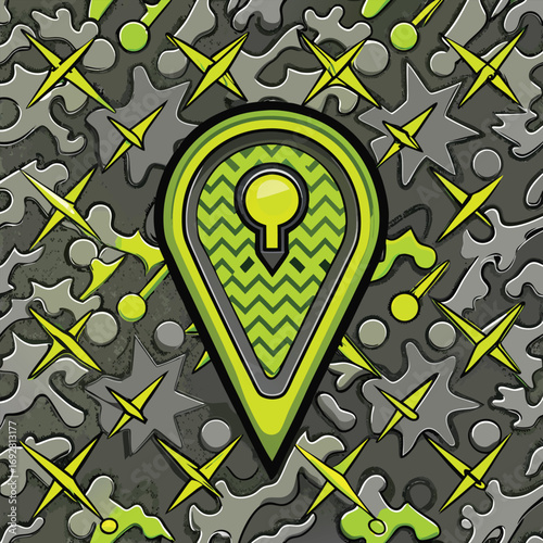 Vibrant Geometric Design with Bright Green Elements vibrant geometric design