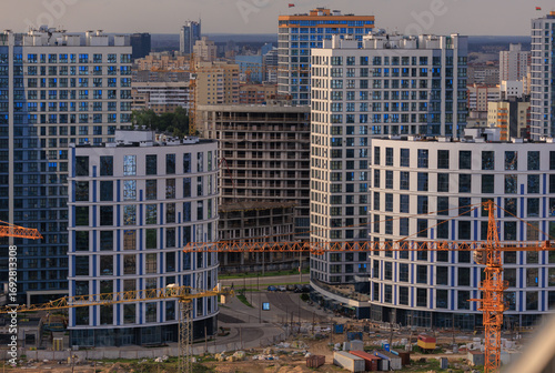 Aerial view of the big city and new building