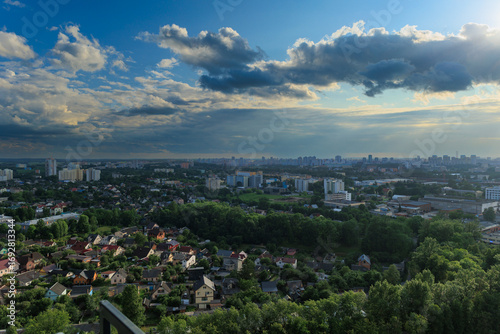 Aerial view of the big city and new building