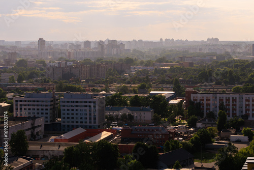 Aerial view of the big city and new building