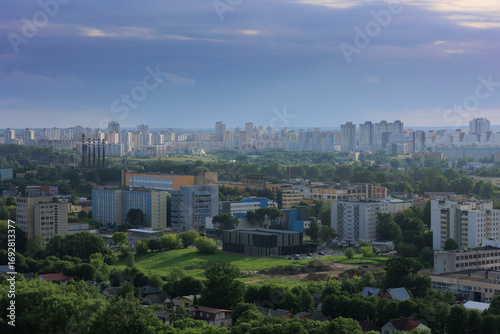 Aerial view of the big city and new building