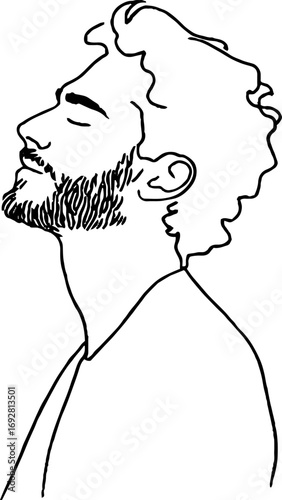 Minimalist line art of a bearded man for aesthetic and design