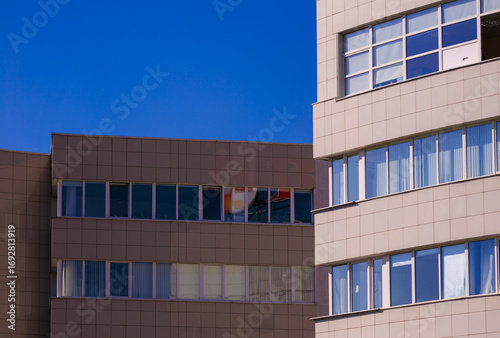 Photography Cityscape on a sunny day, modern buildings and houses