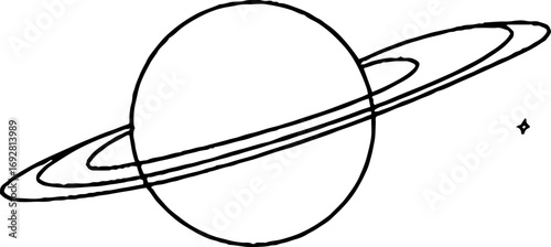 Minimalist planet line art illustration for design and tattoo inspiration