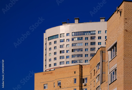 Photography Cityscape on a sunny day, modern buildings and houses