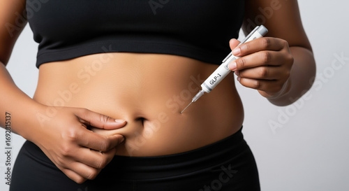 GLP-1 pen injection for diabetes and weight management, highlighting self-care, health monitoring, and medical treatment