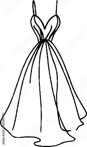 Elegant dress minimalist line art for fashion design and decoration