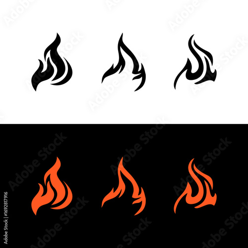 Fire flame flat blaze abstract graphic design isolated vector