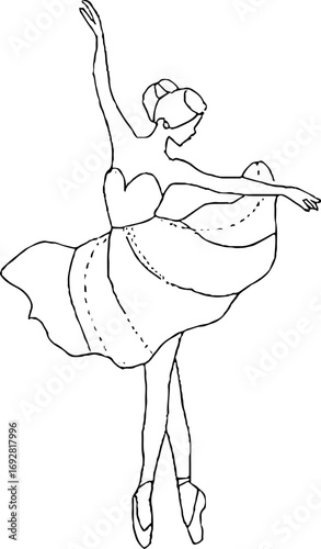 Elegant minimalist line art of a graceful ballerina in motion