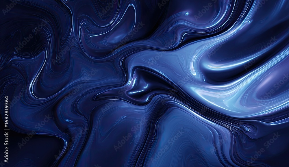 Obraz premium Abstract liquid swirls in deep blue and light blue hues