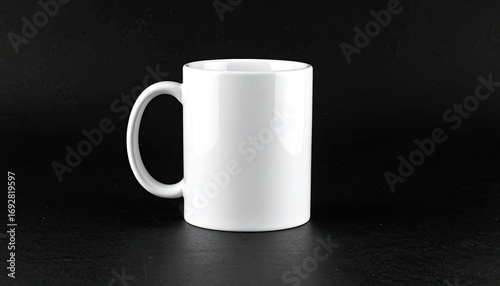 White cup on black background mockup