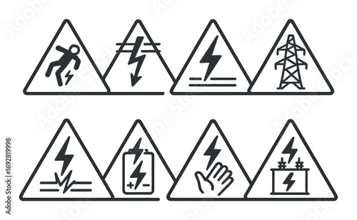 Warning signs: electrical hazard icons for safety awareness