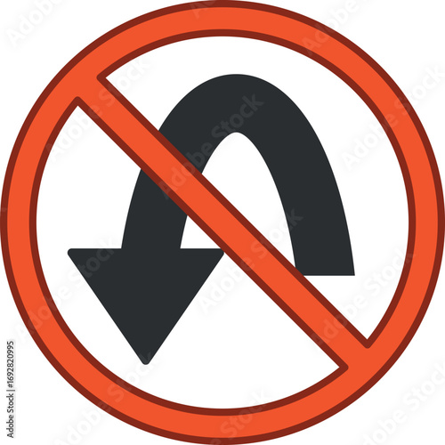 Road sign no U-turn vector illustration