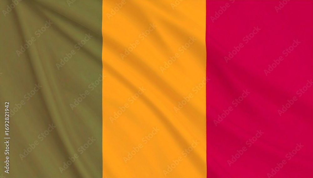 Obraz premium Mali national flag with three equal vertical stripes—green, yellow, and red—symbolizing land fertility, purity, mineral wealth, and the blood shed for independence.
