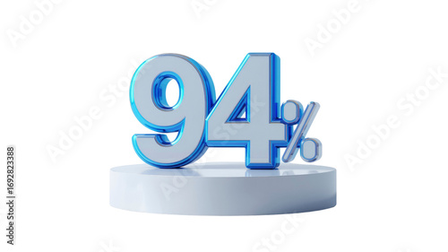 3D Render of 94 Percent Sign on White Pedestal