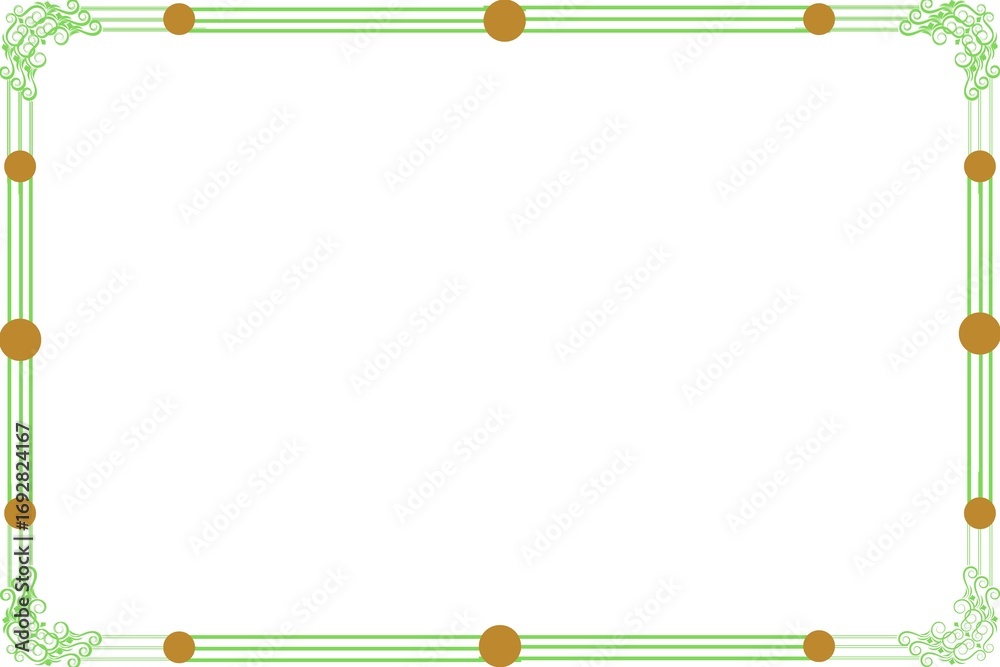 Naklejka premium Simple Frame, Photo Frame, Unique Border Frame with White Background, Green and Golden Frame